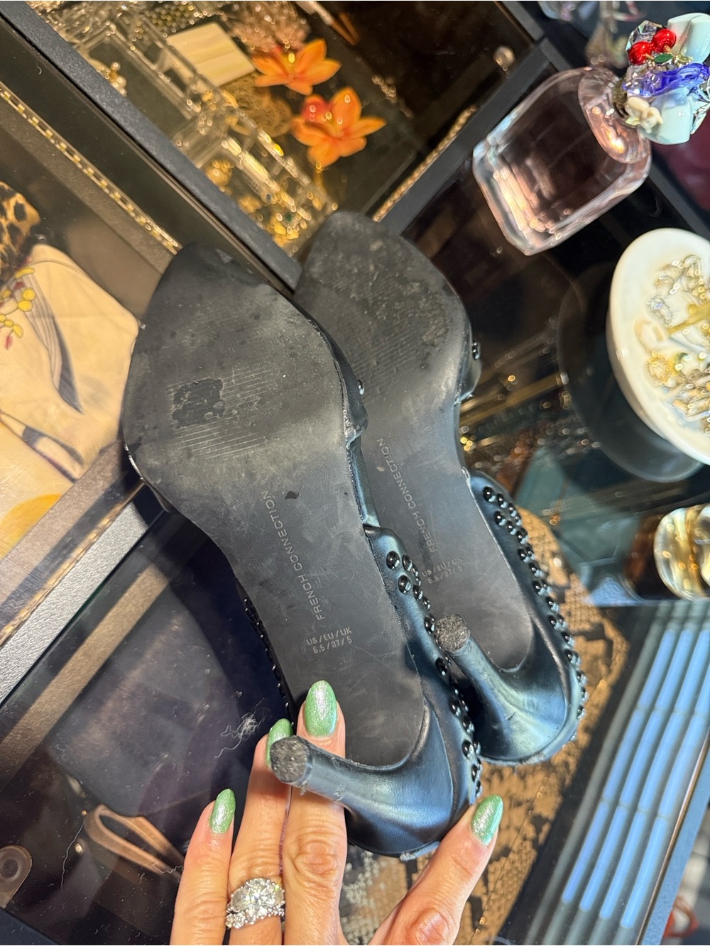 French Connection Black Studded D’orsay styled heels. - Picture 6 of 8